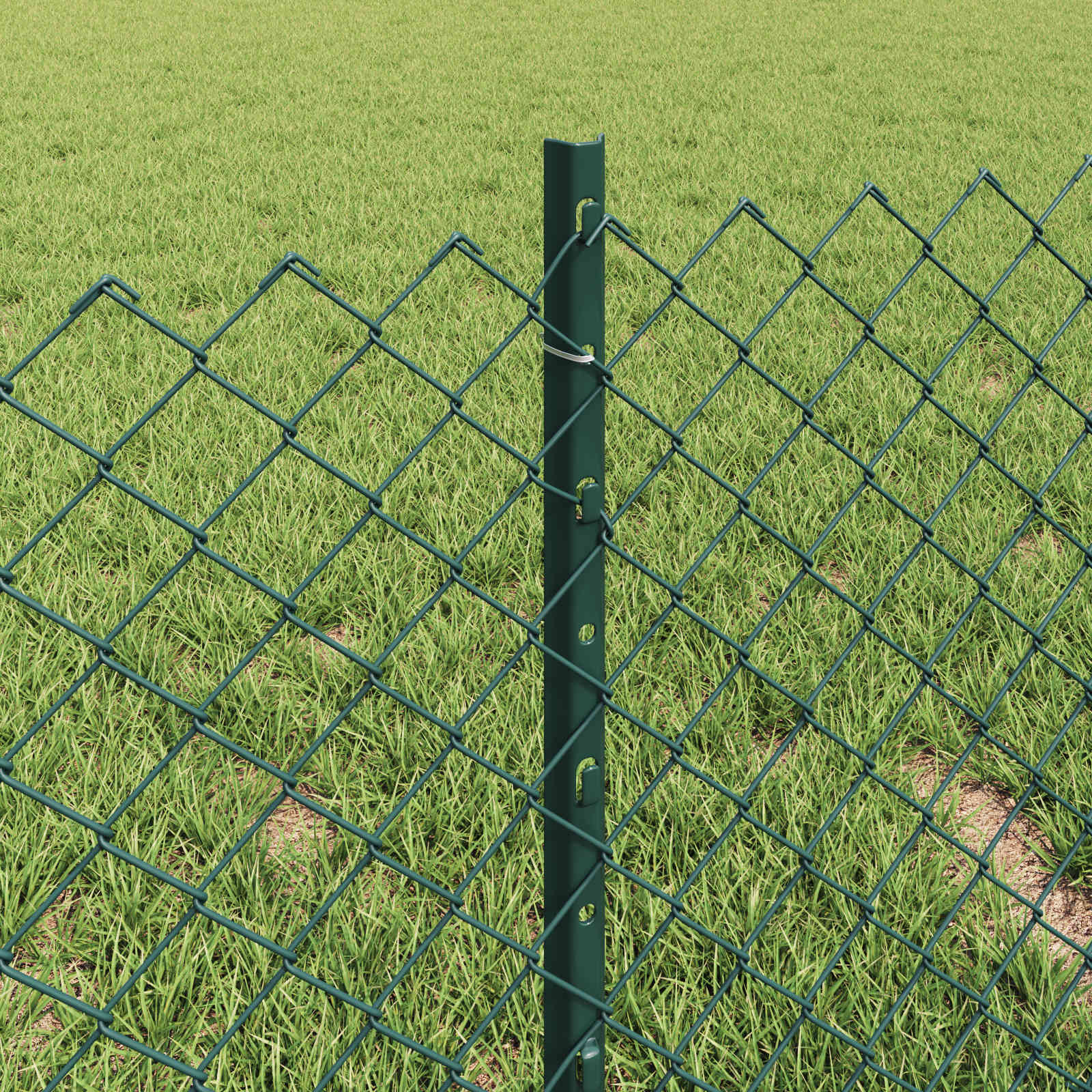 Kettenzaun mit Pfosten 10 x 0,4 m PVC-beschichteter Stahl Grün