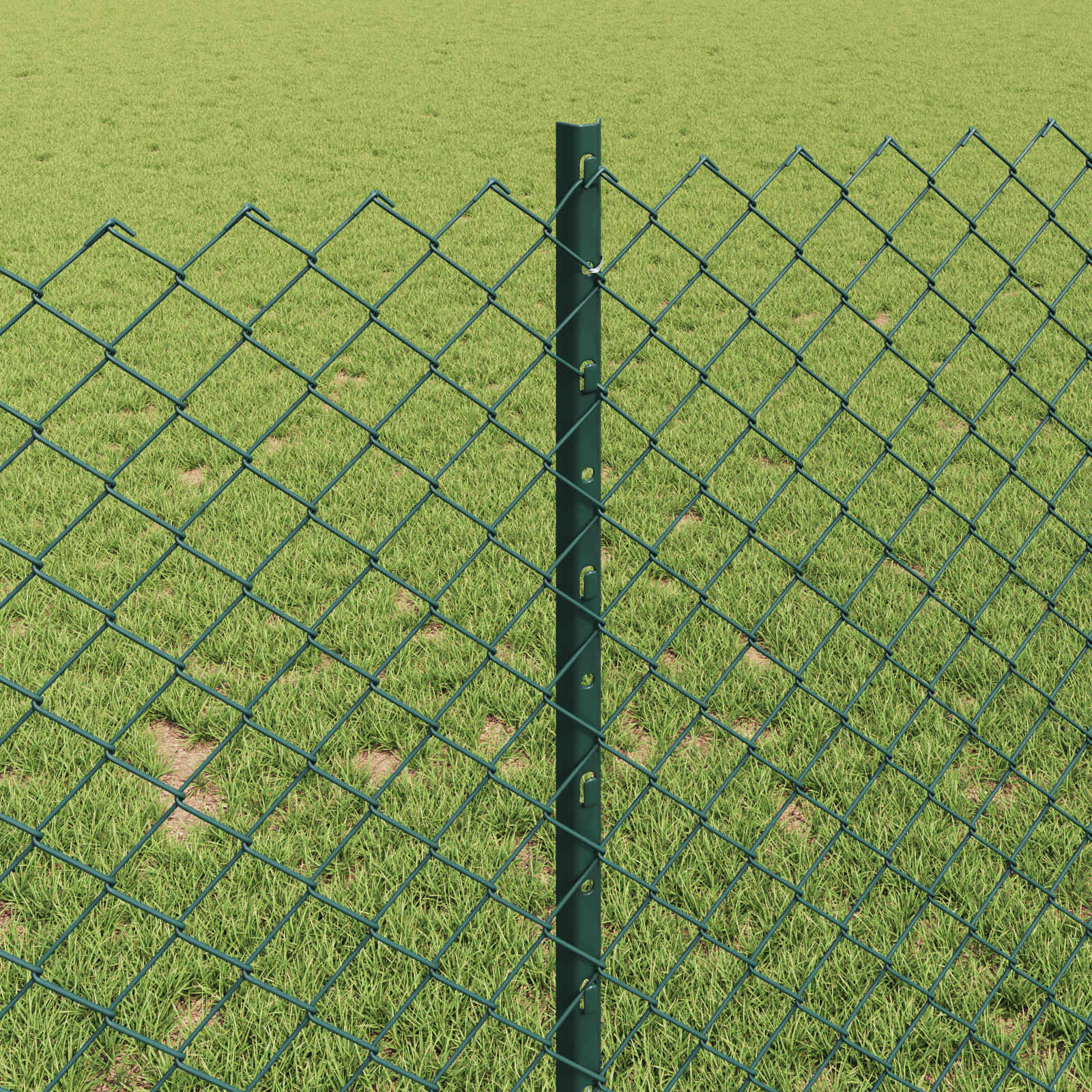 Kettenzaun mit Pfosten 10 x 1 m PVC-beschichteter Stahl Grün