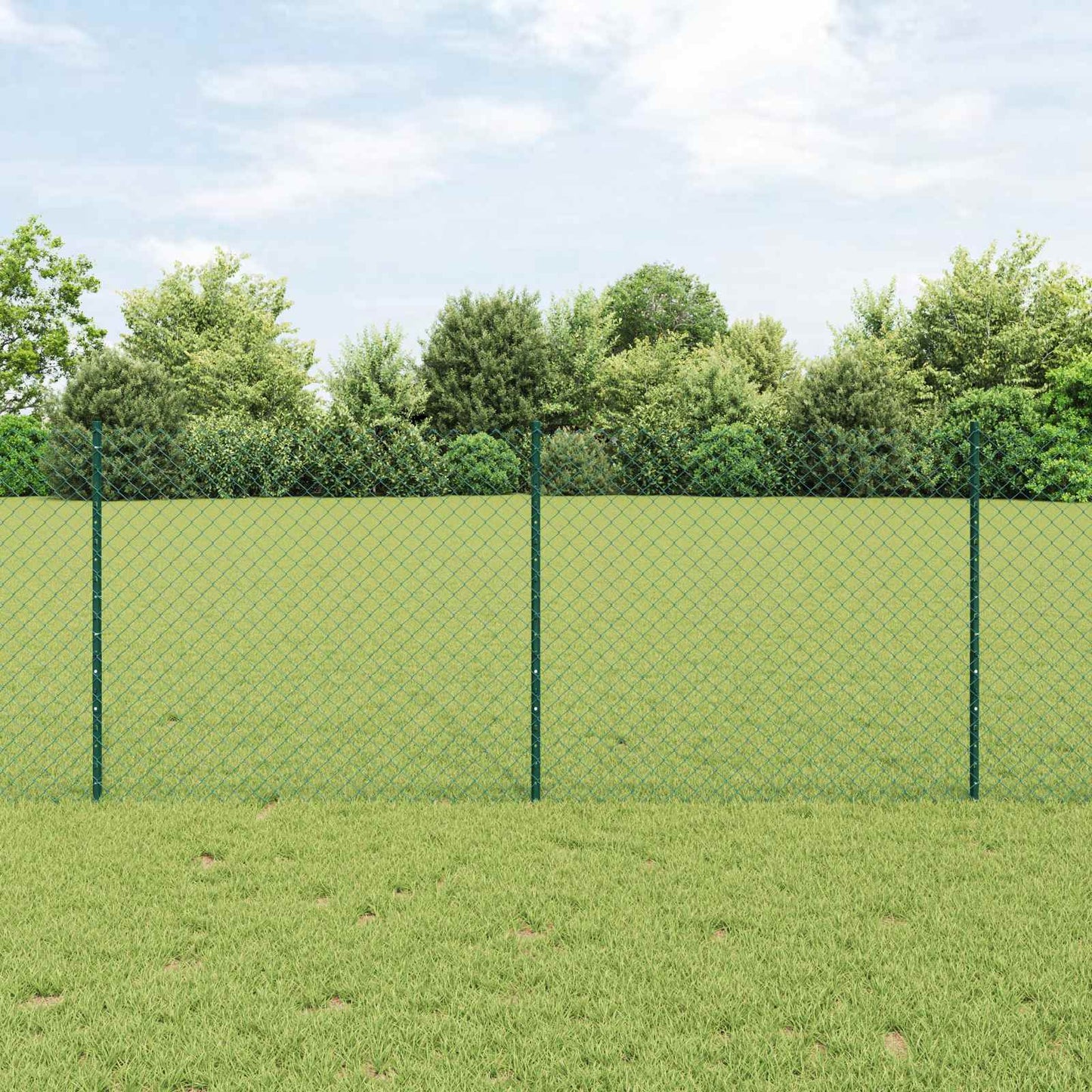 Kettenzaun mit Pfosten 10 x 1 m PVC-beschichteter Stahl Grün