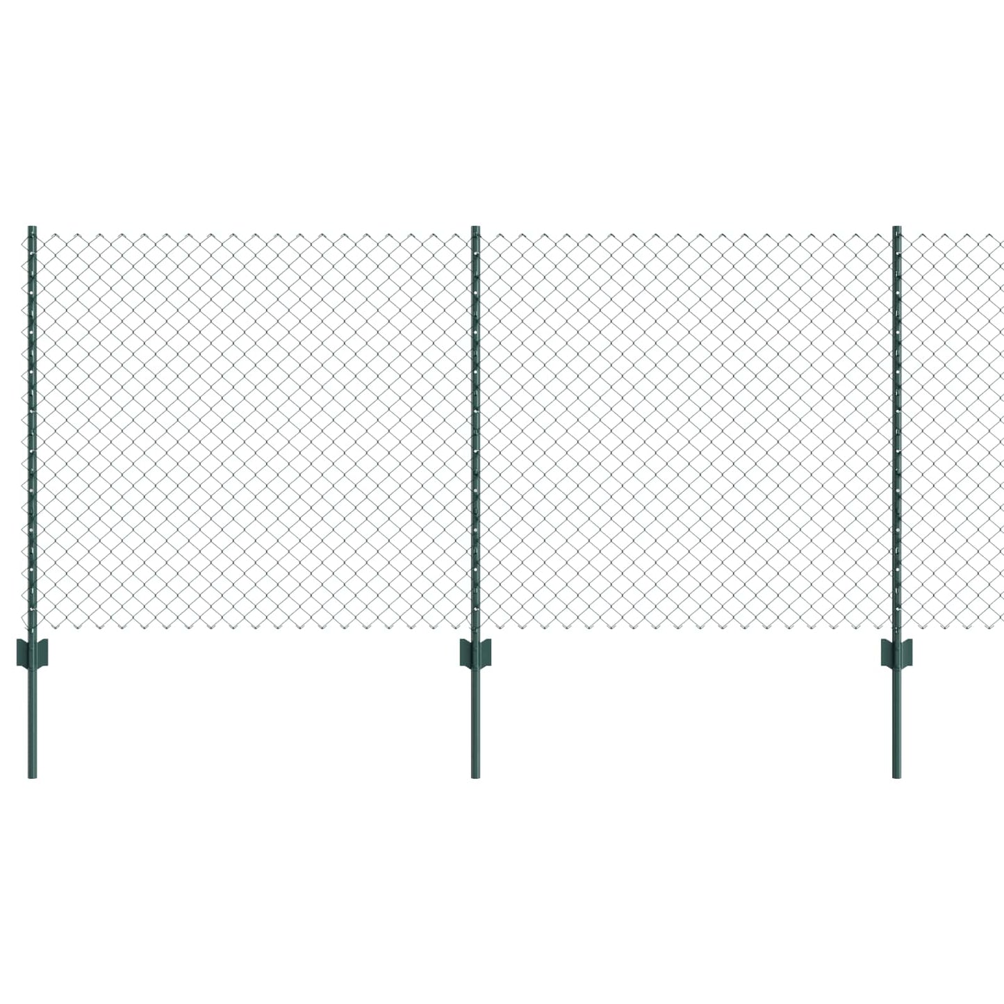 Kettenzaun mit Pfosten 10 x 1 m PVC-beschichteter Stahl Grün
