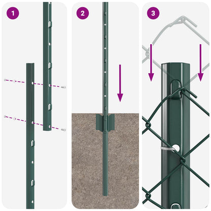 Maschendrahtzaun mit Pfosten 10 x 1 m PVC-beschichteter Stahl