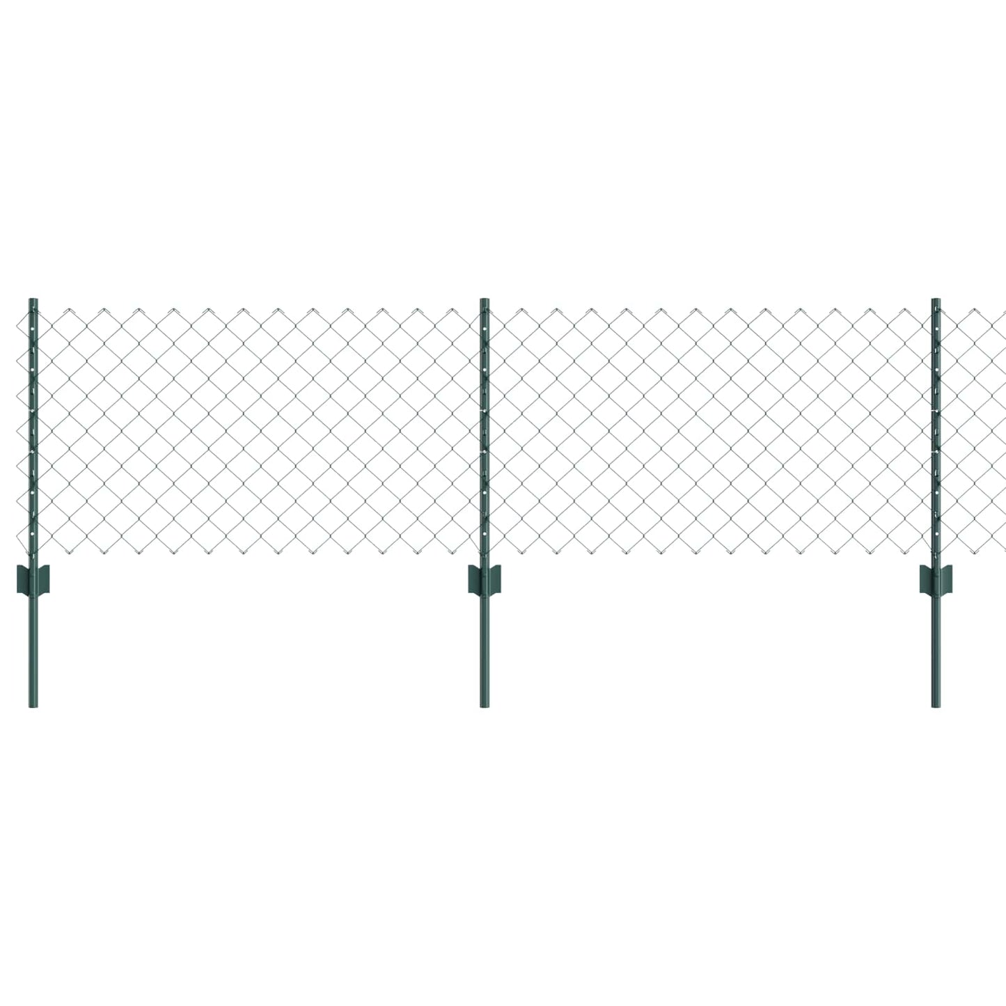 Kettenzaun mit Pfosten 10 x 0,6 m PVC-beschichteter Stahl Grün