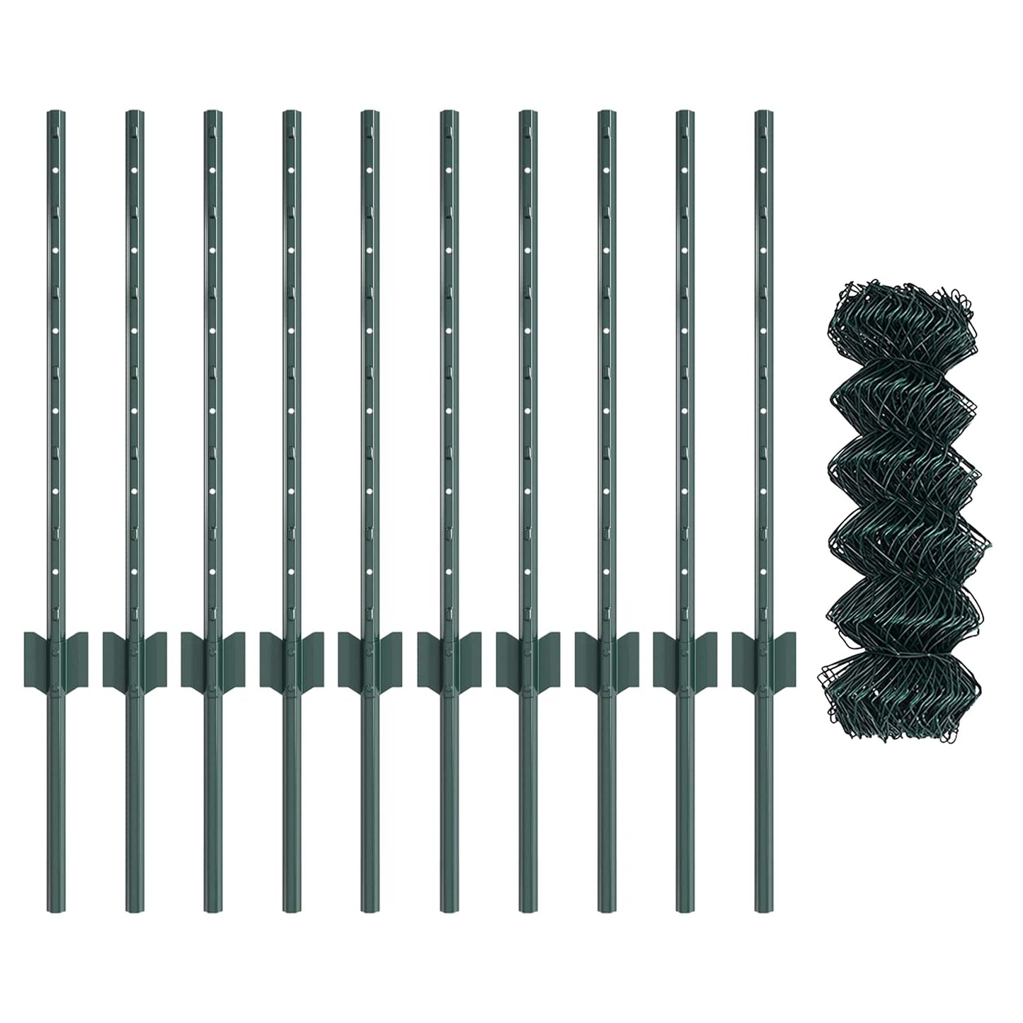 Maschendrahtzaun mit Pfosten 10 x 0,6 m PVC-beschichteter Stahl