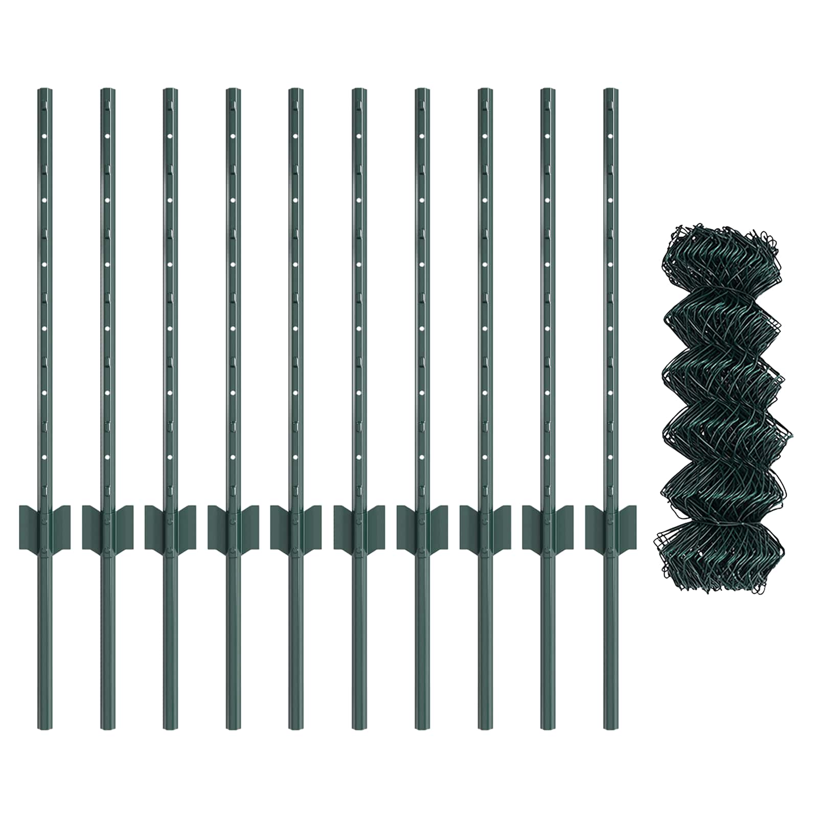 Maschendrahtzaun mit Pfosten 10 x 0,6 m PVC-beschichteter Stahl