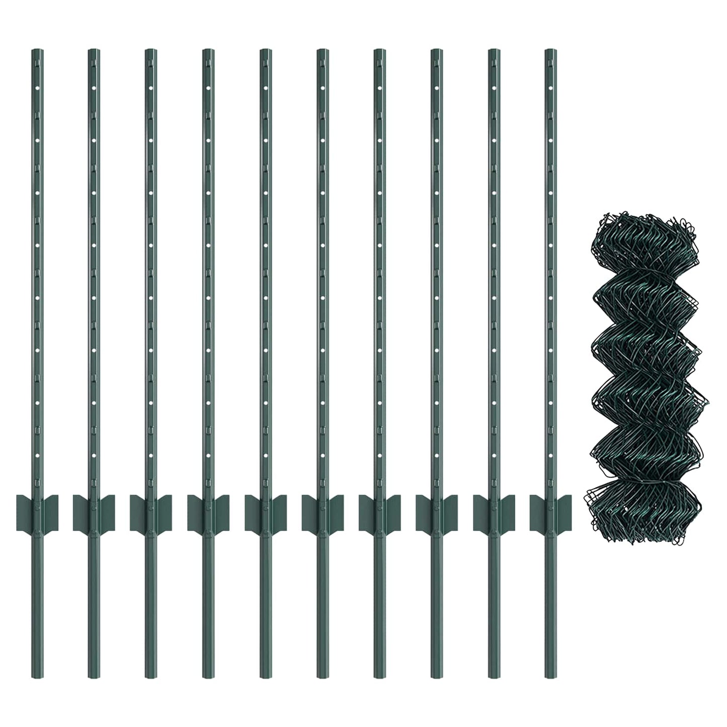 Maschendrahtzaun mit Pfosten 10 x 0,8 m PVC-beschichteter Stahl