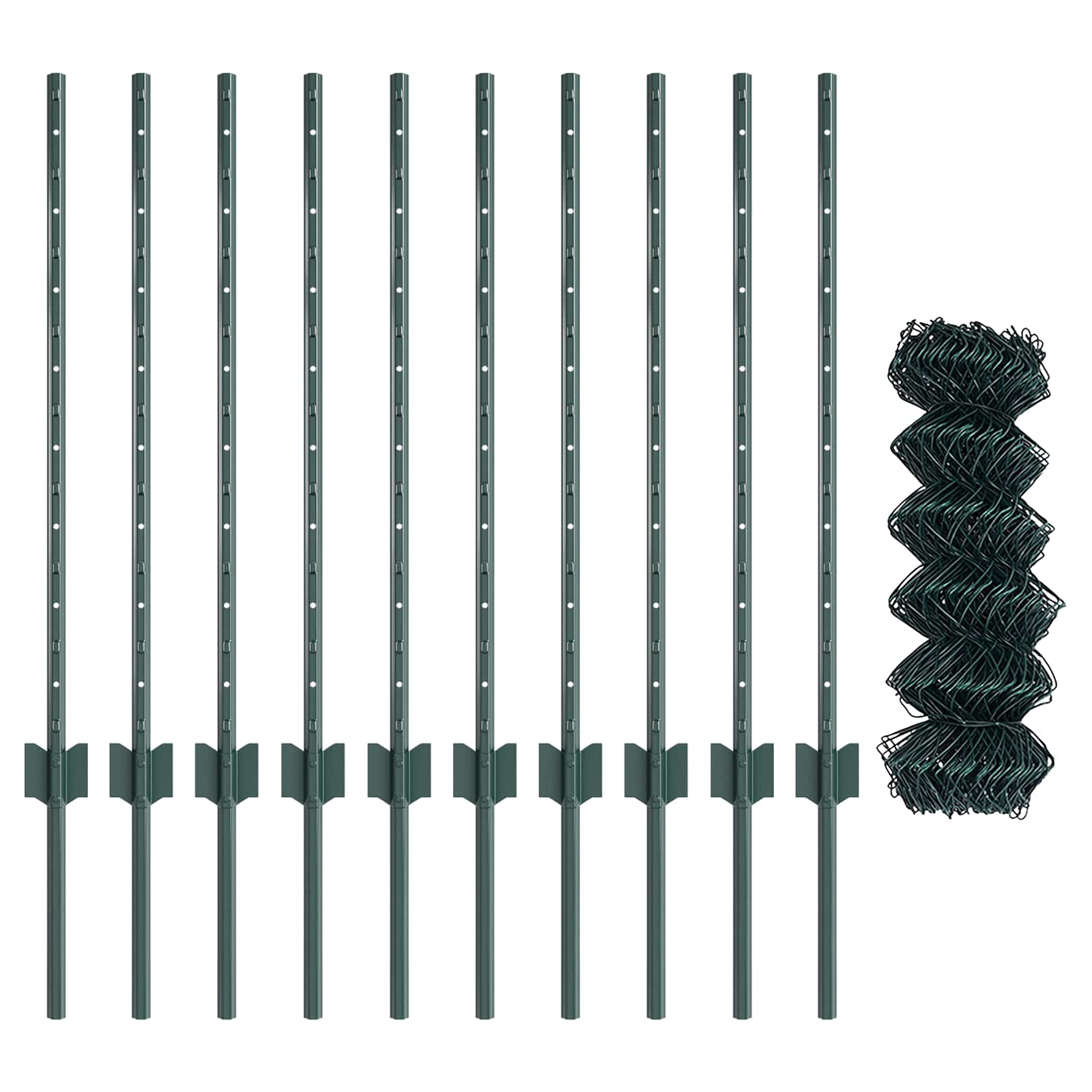 Maschendrahtzaun mit Pfosten 10 x 0,8 m PVC-beschichteter Stahl