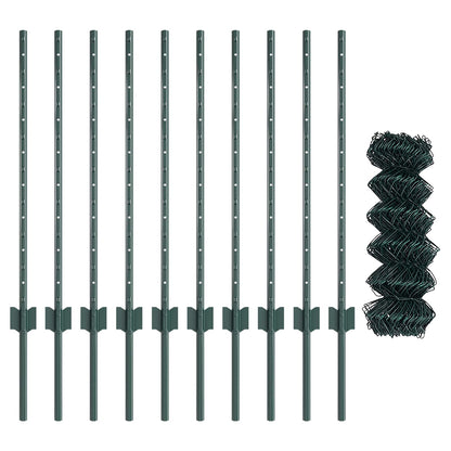 Maschendrahtzaun mit Pfosten 10 x 0,8 m PVC-beschichteter Stahl