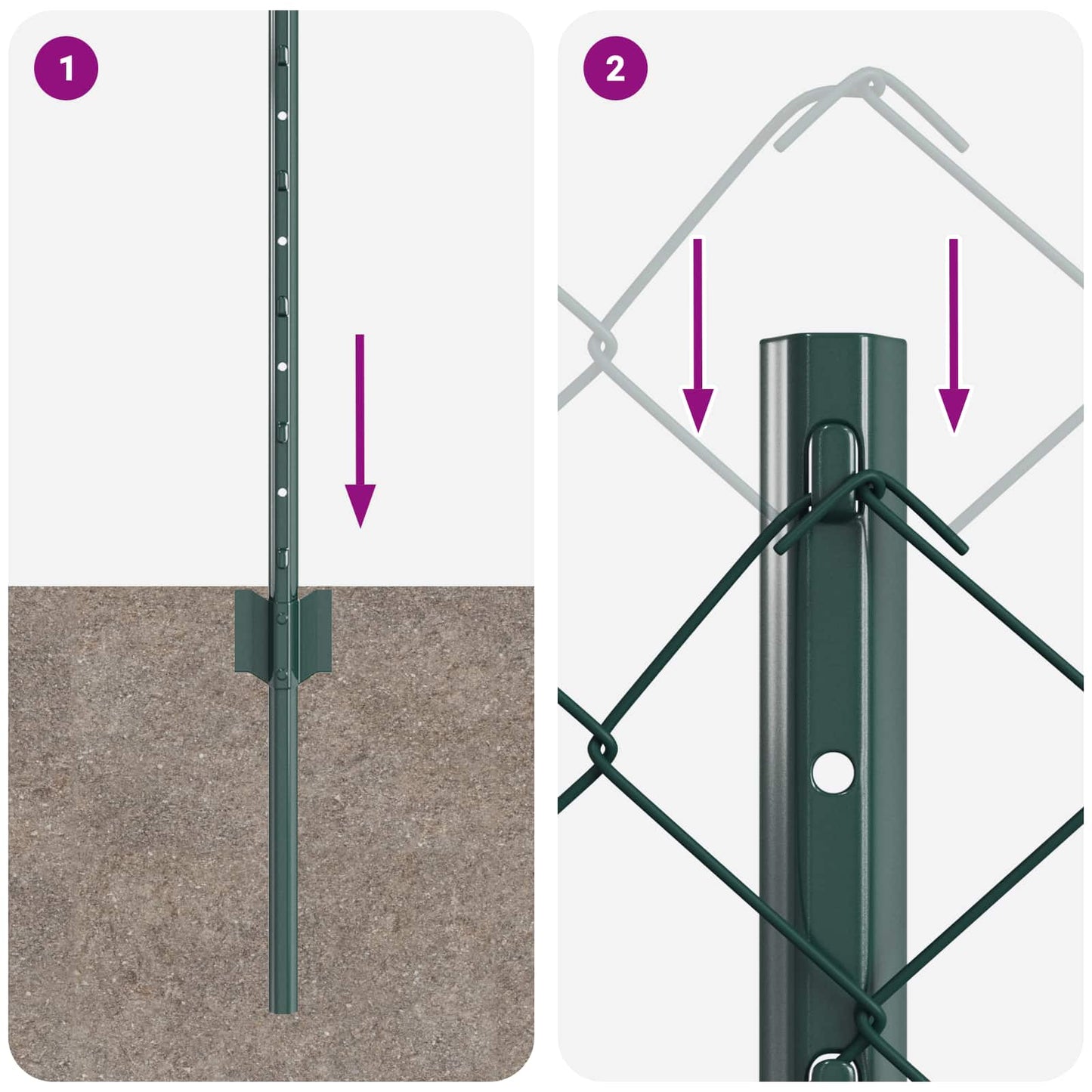Maschendrahtzaun mit Pfosten 10 x 0,8 m PVC-beschichteter Stahl