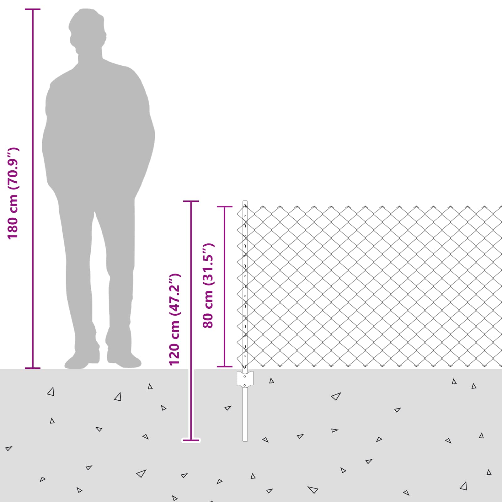 Maschendrahtzaun mit Pfosten 10 x 0,8 m PVC-beschichteter Stahl