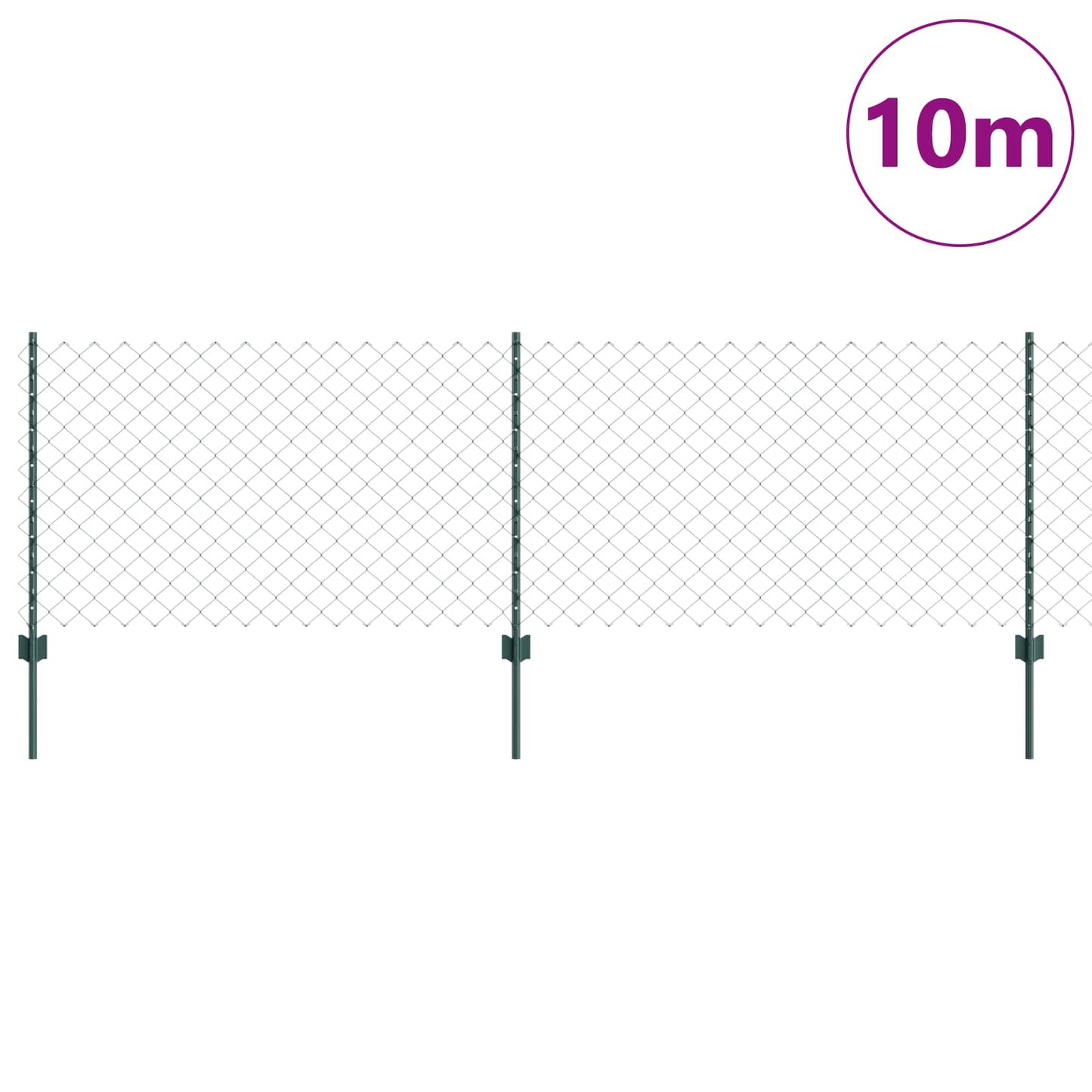 Maschendrahtzaun mit Pfosten 10 x 0,8 m PVC-beschichteter Stahl
