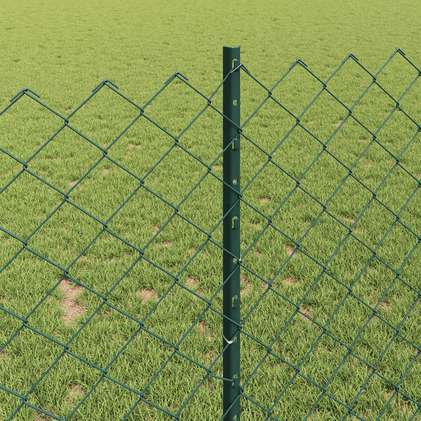 Kettenzaun mit Pfosten 10 x 1 m PVC-beschichteter Stahl Grün