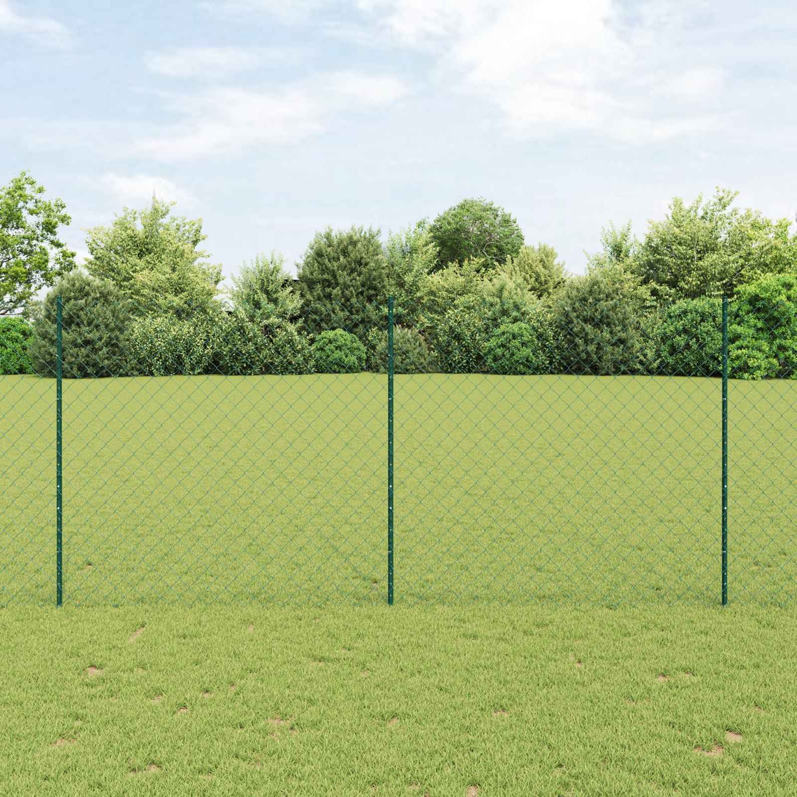 Kettenzaun mit Pfosten 10 x 1,4 m PVC-beschichteter Stahl Grün