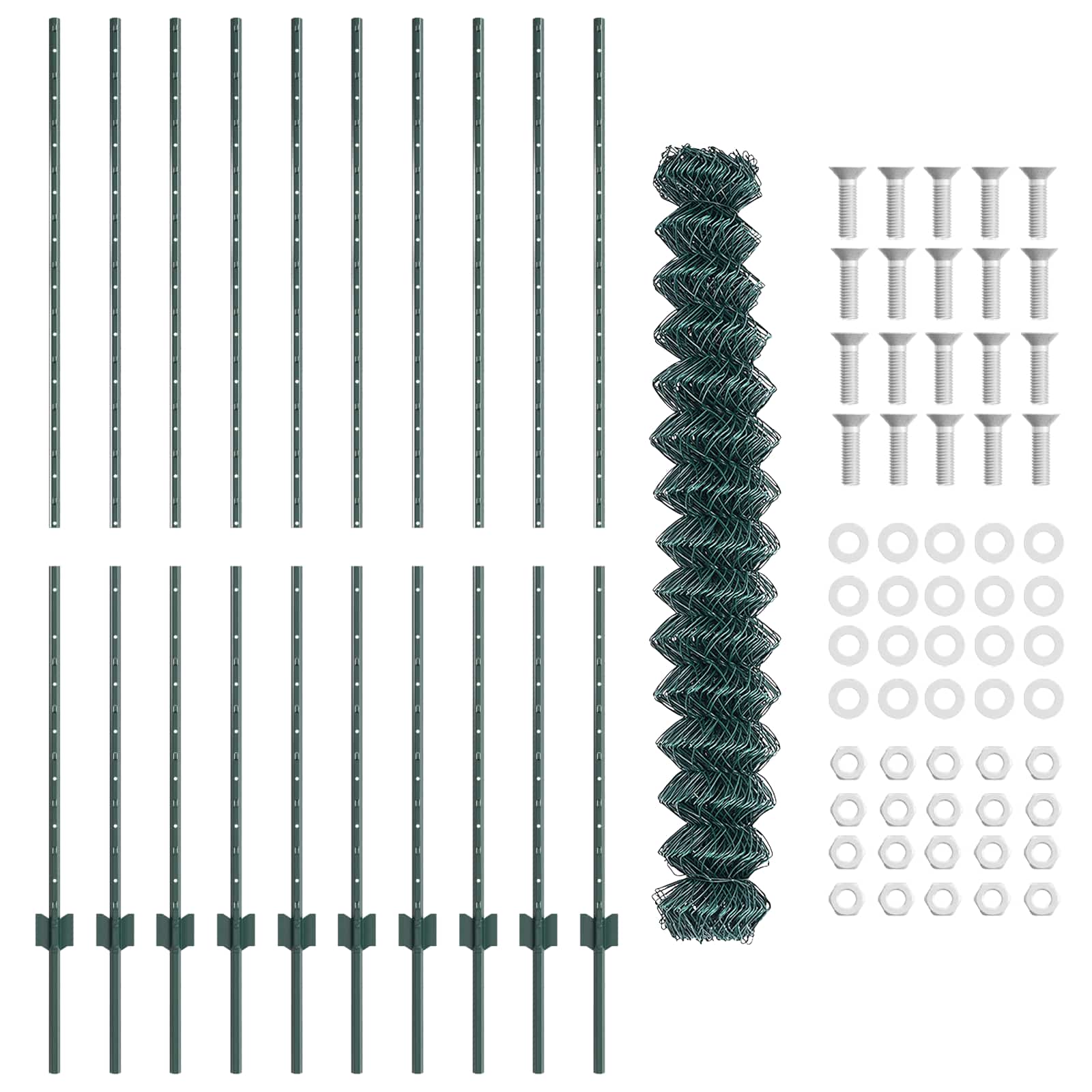 Maschendrahtzaun mit Pfosten 10 x 1,6 m PVC-beschichteter Stahl