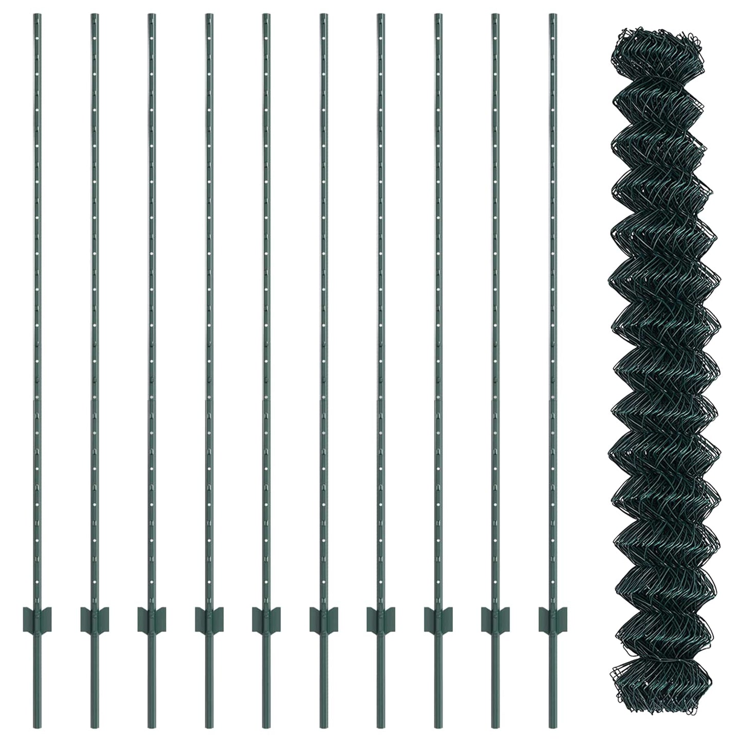Maschendrahtzaun mit Pfosten 10 x 1,6 m PVC-beschichteter Stahl