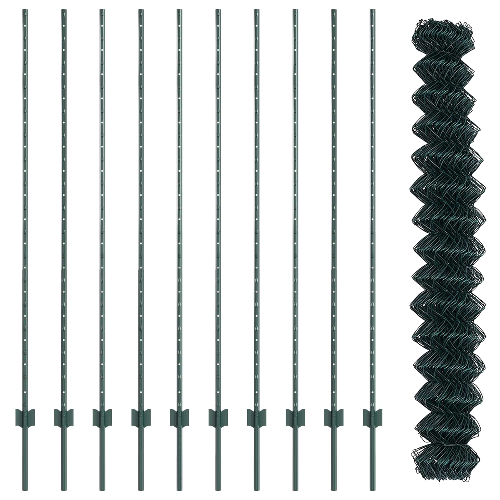 Maschendrahtzaun mit Pfosten 10 x 1,6 m PVC-beschichteter Stahl