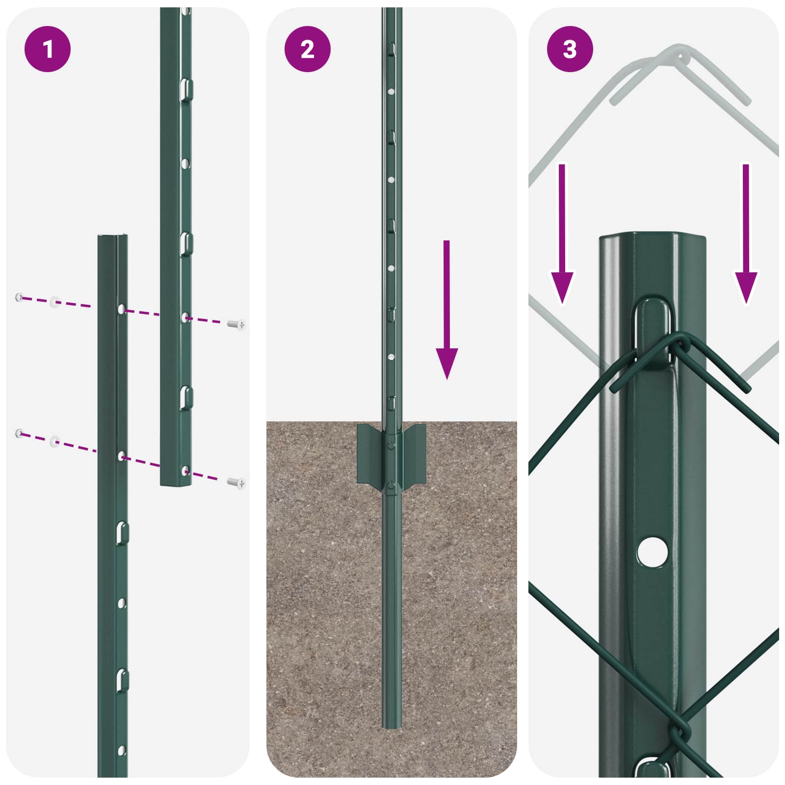 Kettenzaun mit Pfosten 10 x 1,6 m PVC-beschichteter Stahl Grün