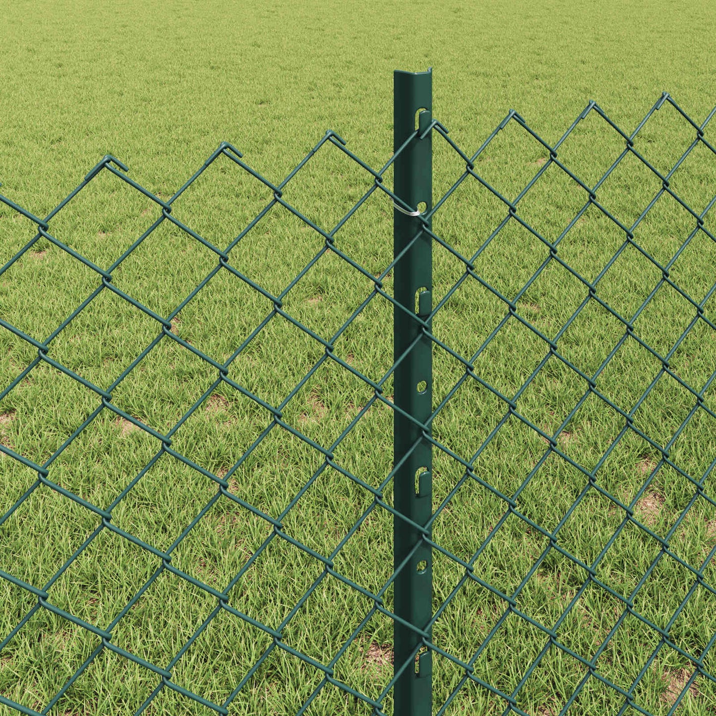 Kettenzaun mit Pfosten 25 x 0,8 m PVC-beschichteter Stahl Grün