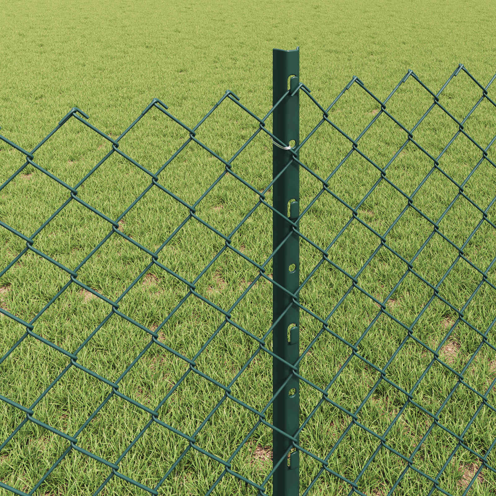 Kettenzaun mit Pfosten 25 x 0,8 m PVC-beschichteter Stahl Grün