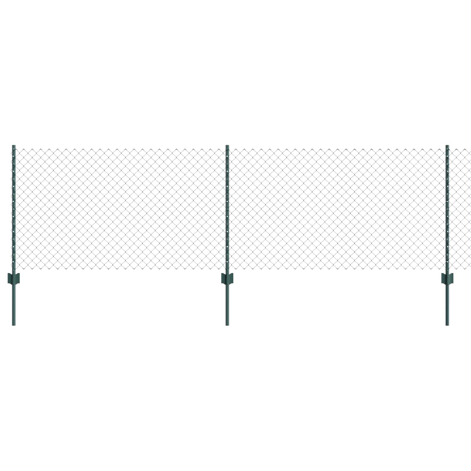 Kettenzaun mit Pfosten 25 x 0,8 m PVC-beschichteter Stahl Grün