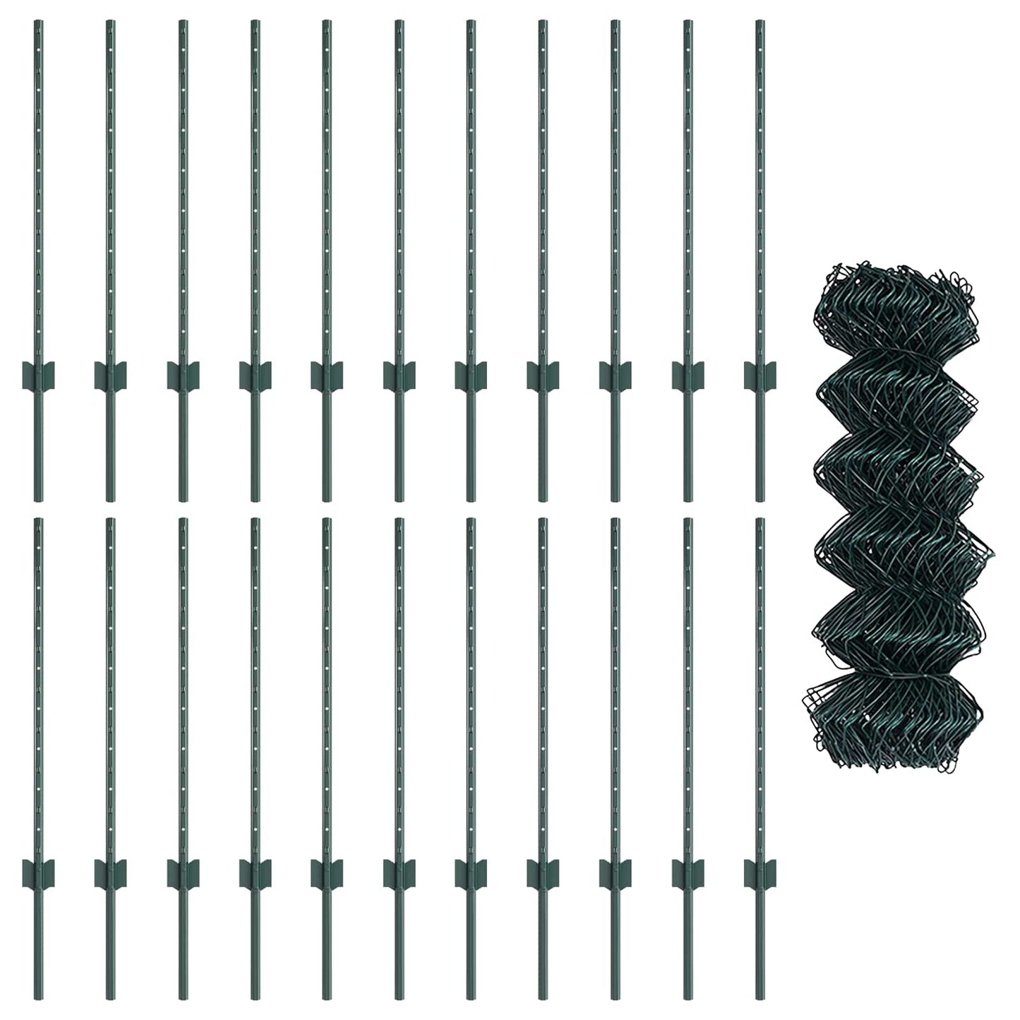 Maschendrahtzaun mit Pfosten 25 x 0,8 m PVC-beschichteter Stahl