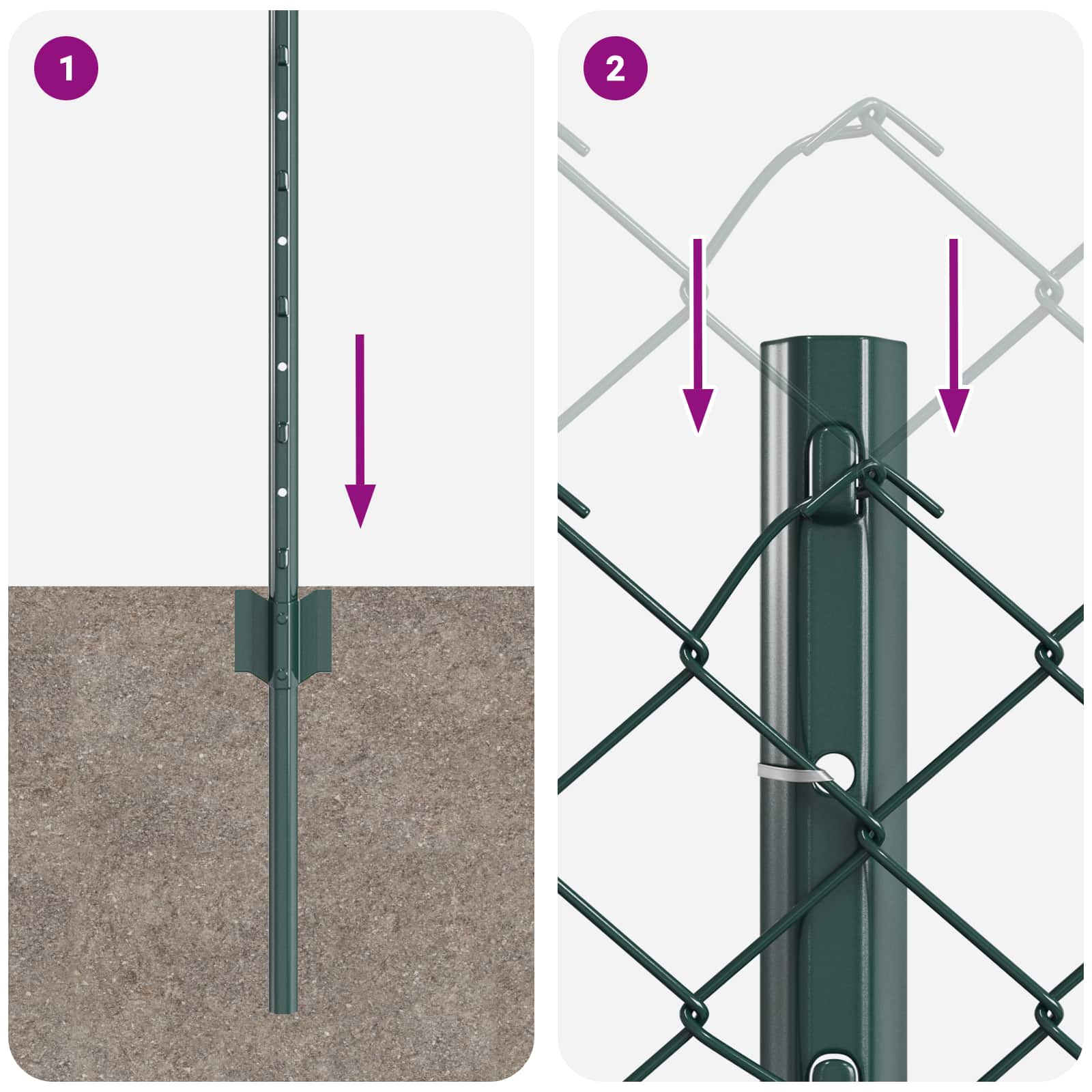Kettenzaun mit Pfosten 25 x 0,8 m PVC-beschichteter Stahl Grün