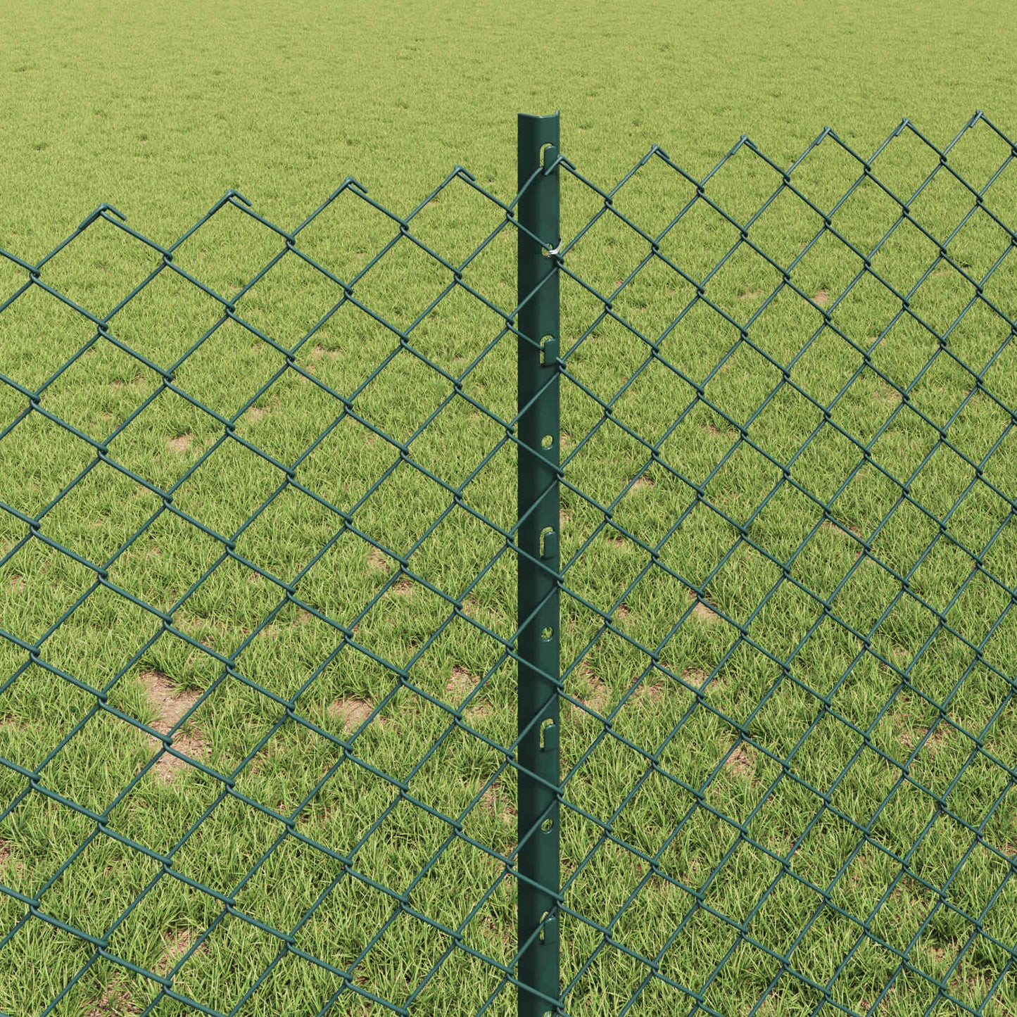 Kettenzaun mit Pfosten 25 x 1 m PVC-beschichteter Stahl Grün