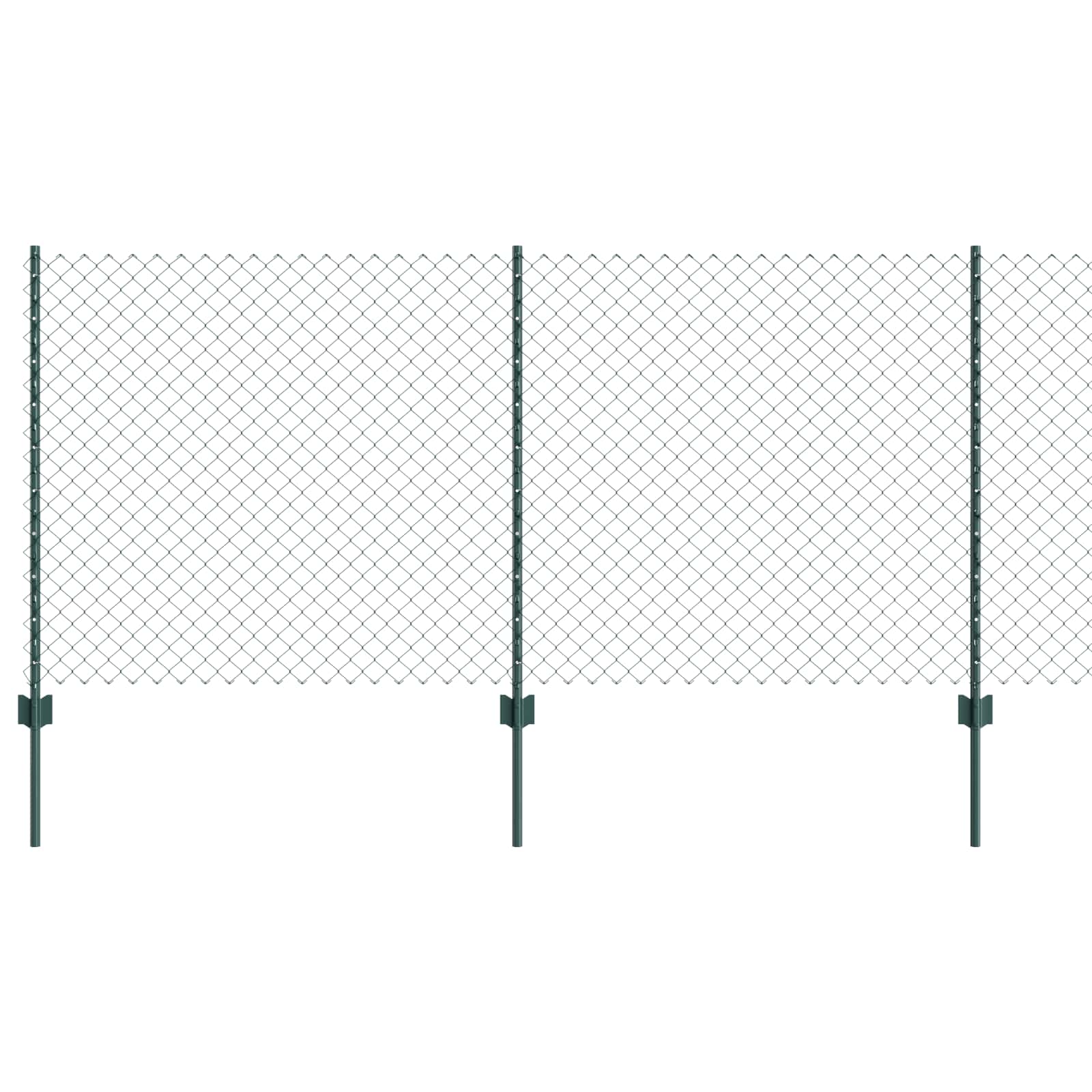 Kettenzaun mit Pfosten 25 x 1 m PVC-beschichteter Stahl Grün