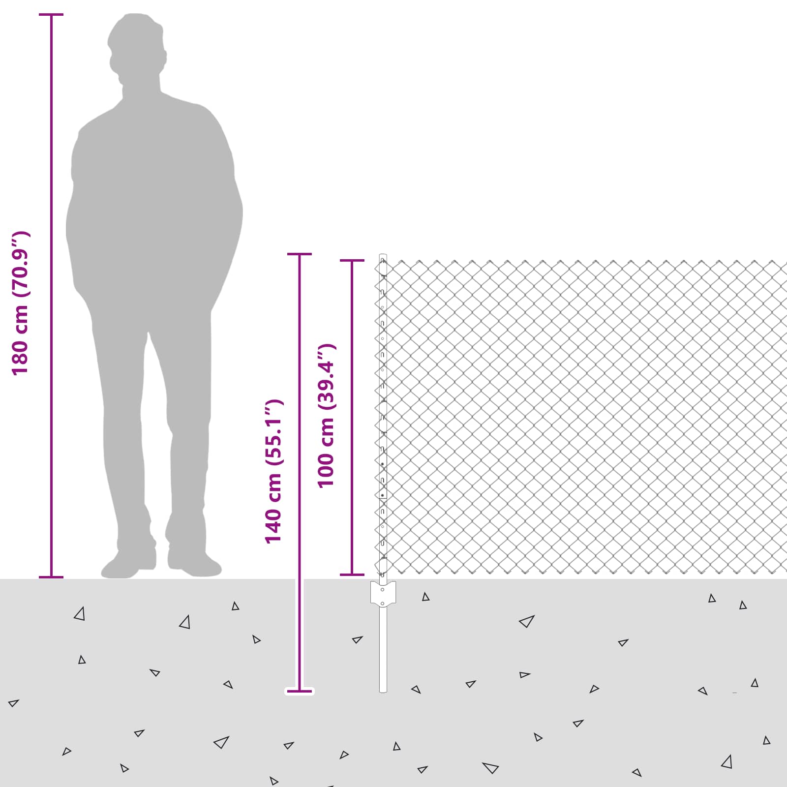 Kettenzaun mit Pfosten 25 x 1 m PVC-beschichteter Stahl Grün
