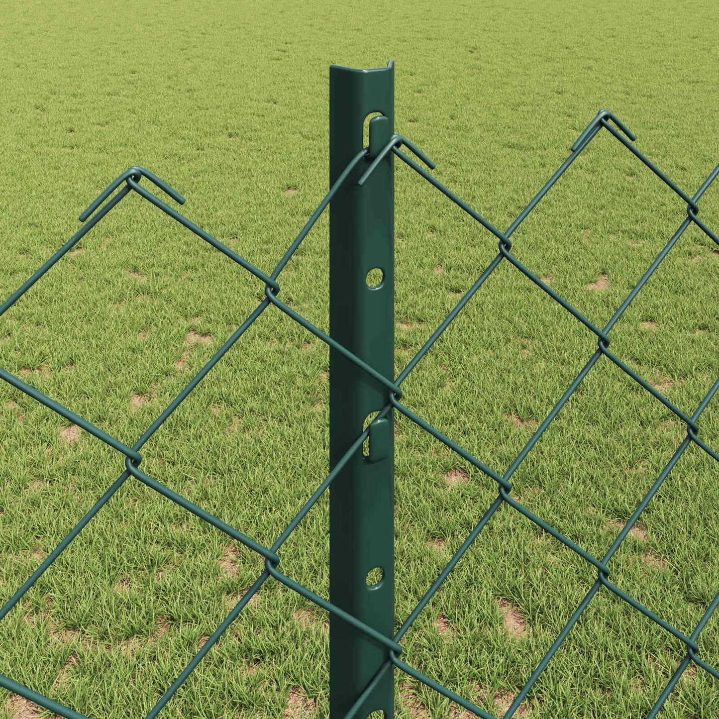 Kettenzaun mit Pfosten 25 x 1,2 m PVC-beschichteter Stahl Grün