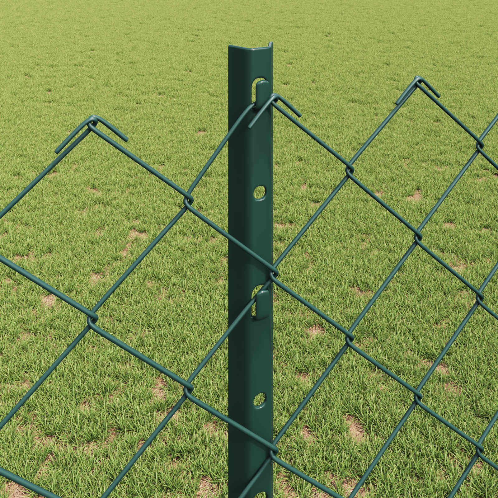 Kettenzaun mit Pfosten 25 x 1,2 m PVC-beschichteter Stahl Grün