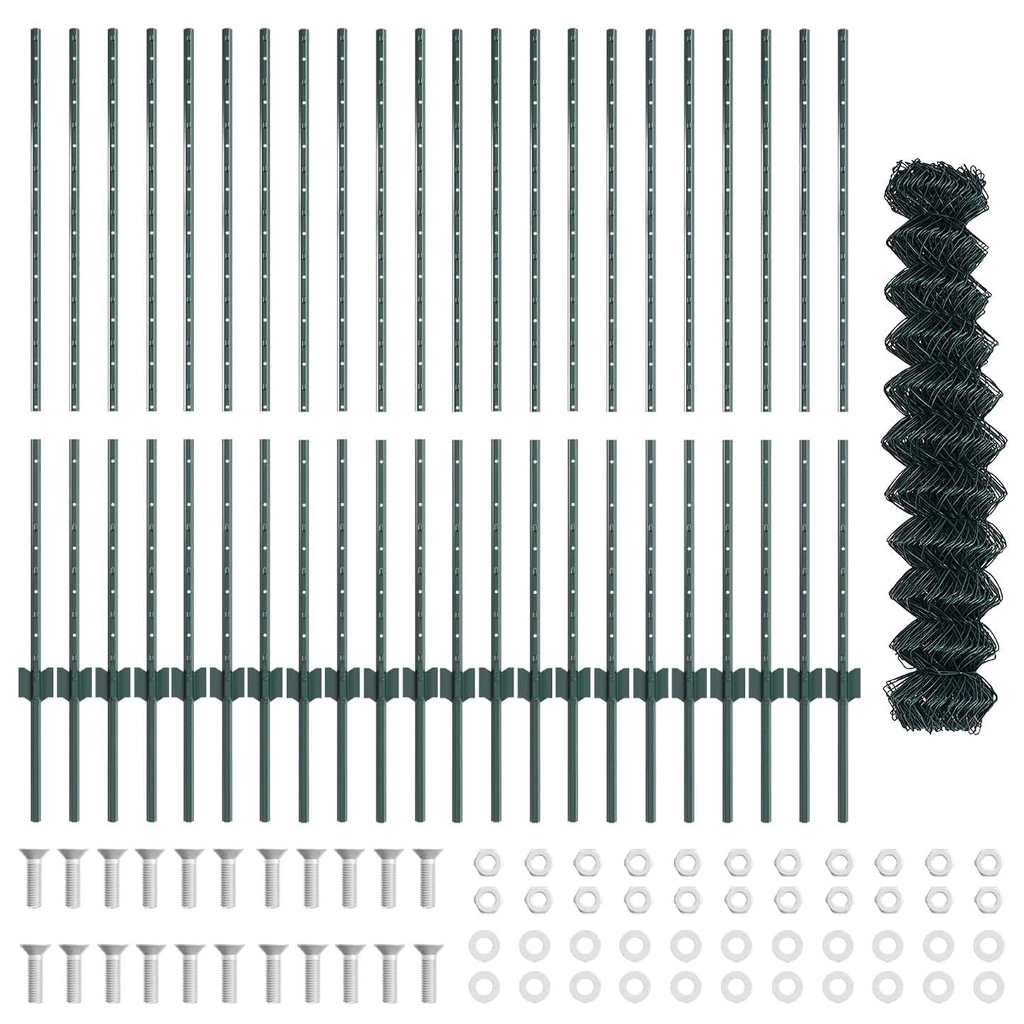 Maschendrahtzaun mit Pfosten 25 x 1,2 m PVC-beschichteter Stahl