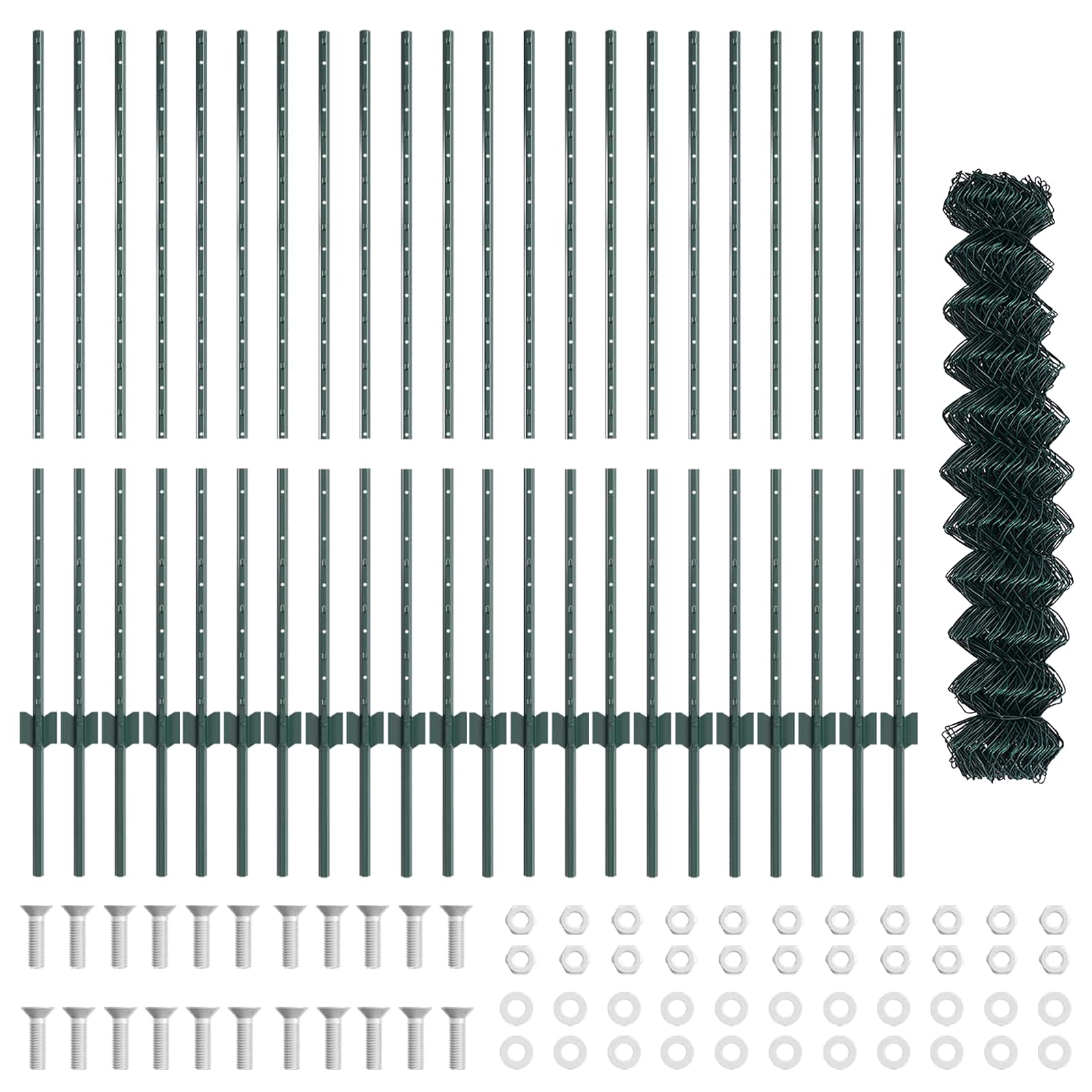 Maschendrahtzaun mit Pfosten 25 x 1,2 m PVC-beschichteter Stahl