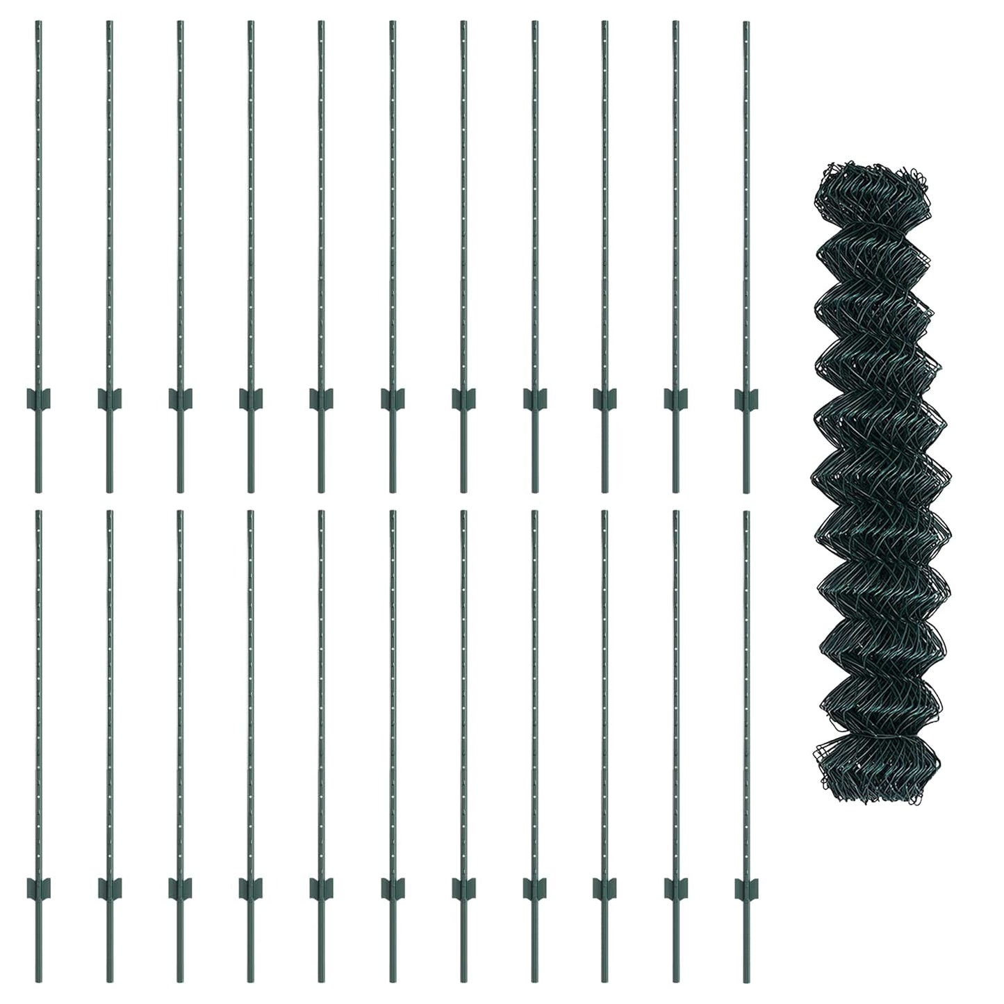 Maschendrahtzaun mit Pfosten 25 x 1,2 m PVC-beschichteter Stahl
