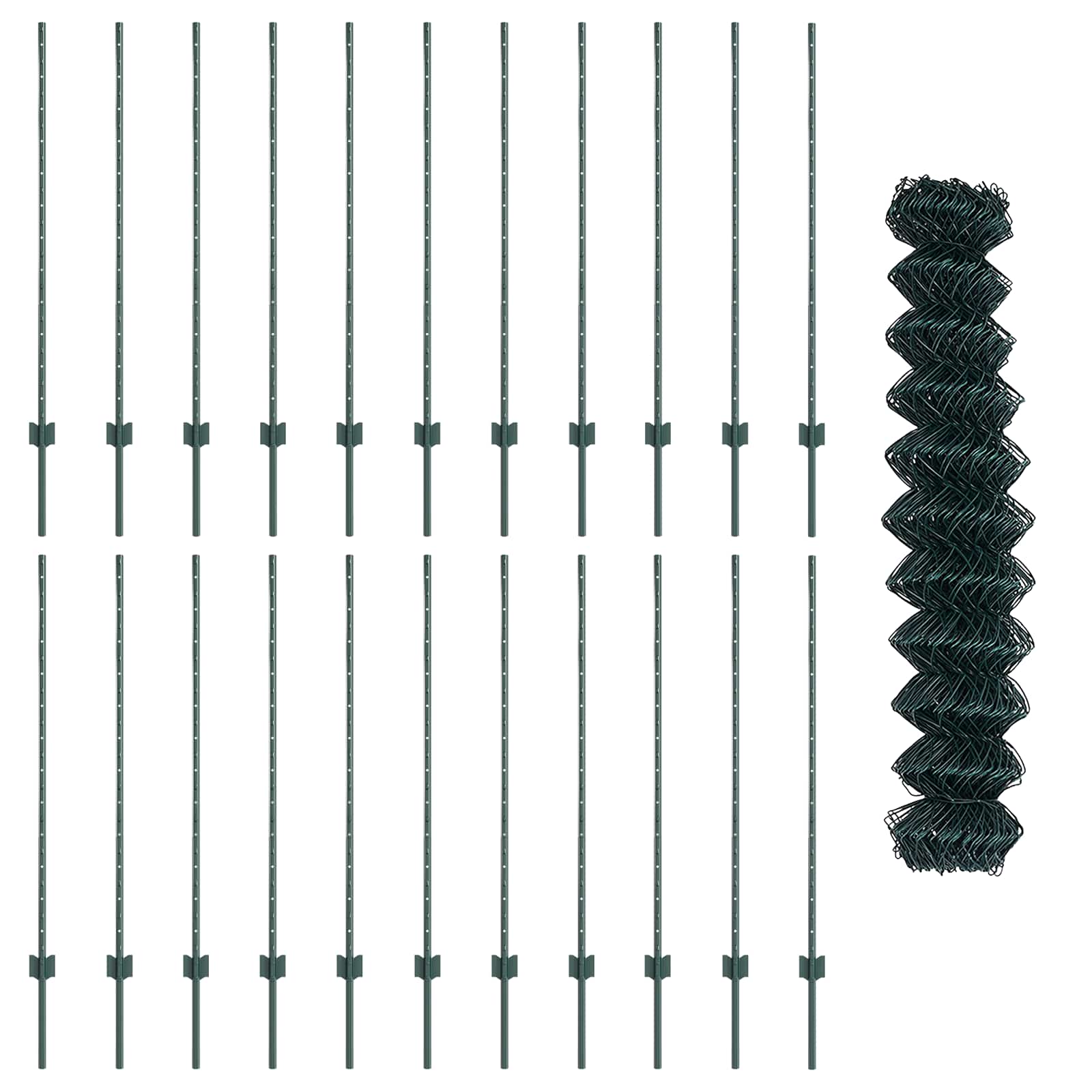 Maschendrahtzaun mit Pfosten 25 x 1,2 m PVC-beschichteter Stahl