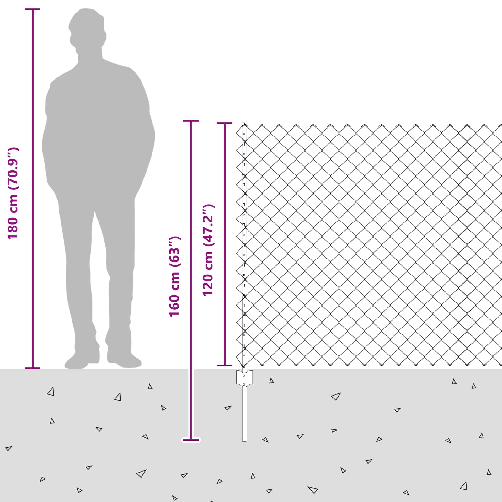 Kettenzaun mit Pfosten 25 x 1,2 m PVC-beschichteter Stahl Grün