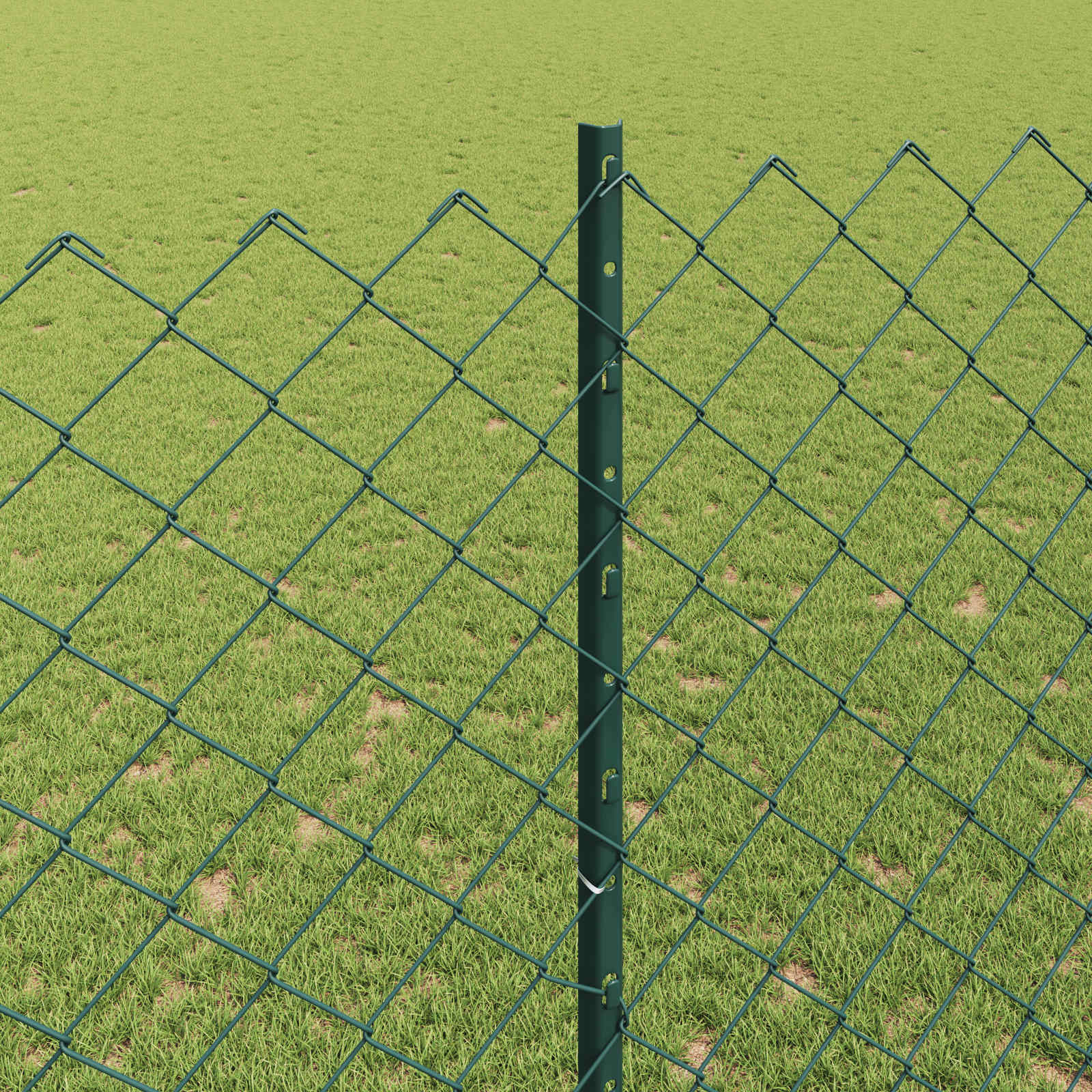 Kettenzaun mit Pfosten 25 x 1,6 m PVC-beschichteter Stahl Grün
