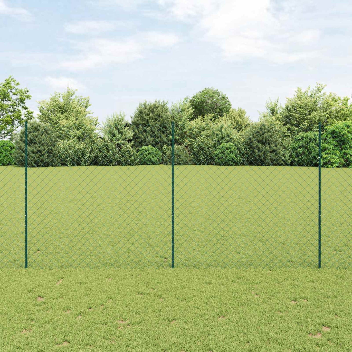 Kettenzaun mit Pfosten 25 x 1,6 m PVC-beschichteter Stahl Grün