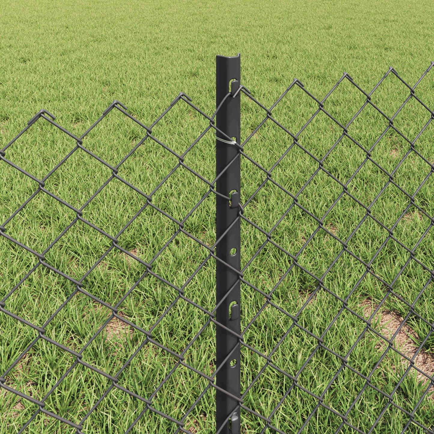 Kettenzaun mit Pfosten 10 x 0,4 m PVC-beschichteter Stahl Grau