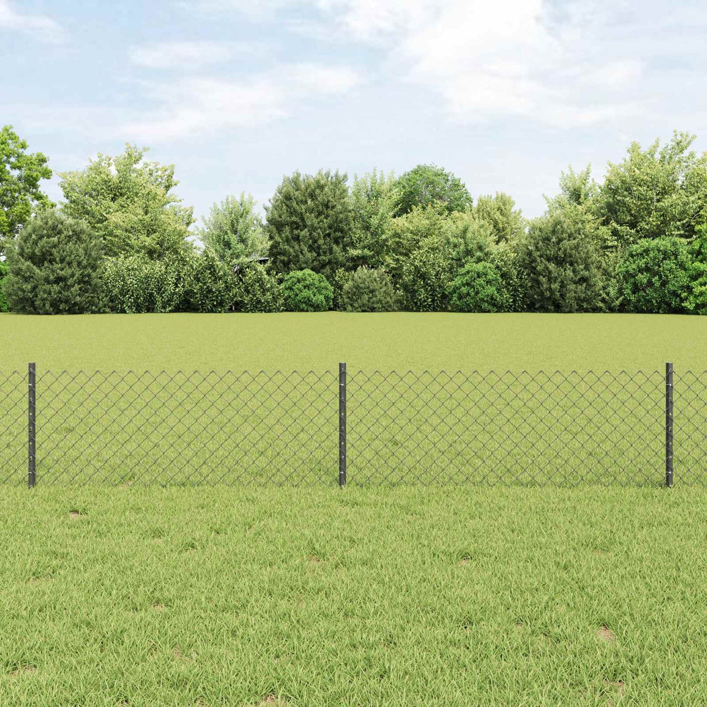 Kettenzaun mit Pfosten 10 x 0,4 m PVC-beschichteter Stahl Grau