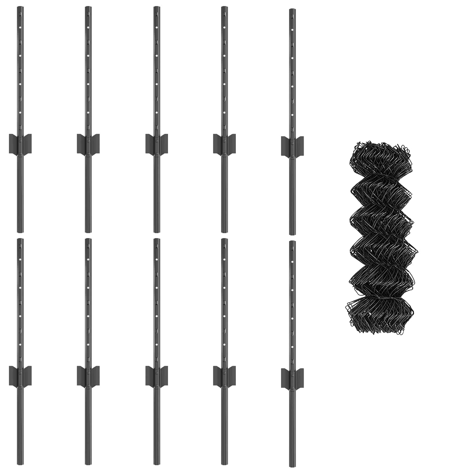 Maschendrahtzaun mit Pfosten 10 x 0,4 m PVC-beschichteter Stahl
