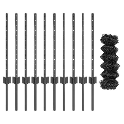 Maschendrahtzaun mit Pfosten 10 x 0,6 m PVC-beschichteter Stahl