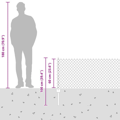 Maschendrahtzaun mit Pfosten 10 x 0,6 m PVC-beschichteter Stahl
