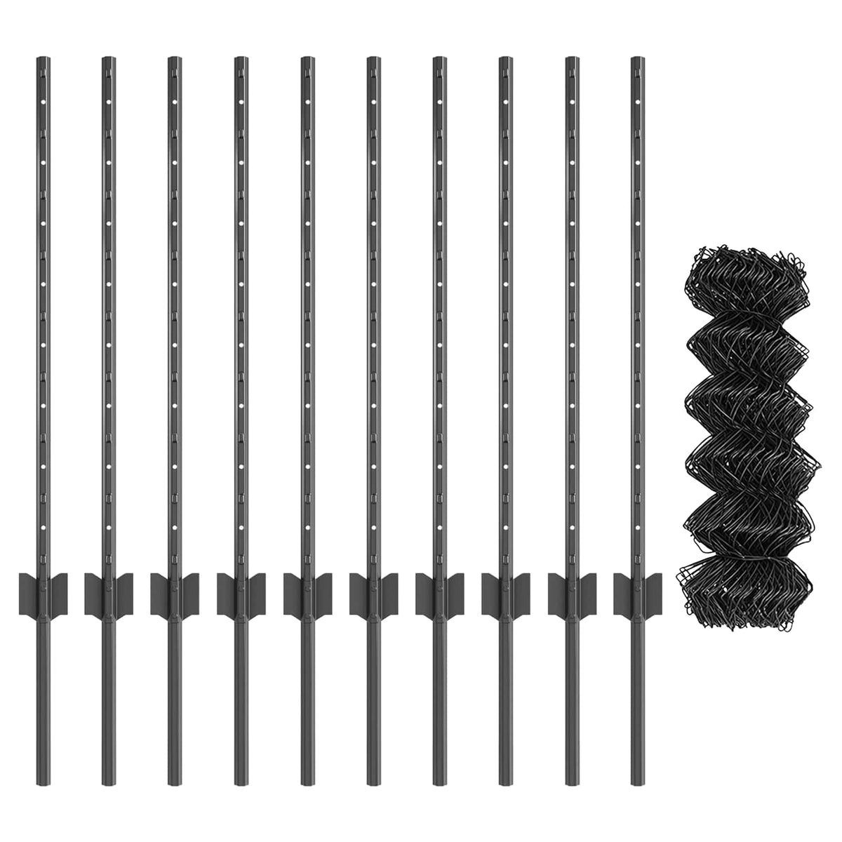 Maschendrahtzaun mit Pfosten 10 x 0,8 m PVC-beschichteter Stahl