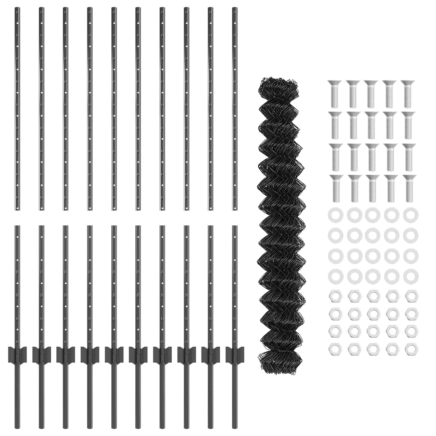 Maschendrahtzaun mit Pfosten 10 x 1,2 m PVC-beschichteter Stahl