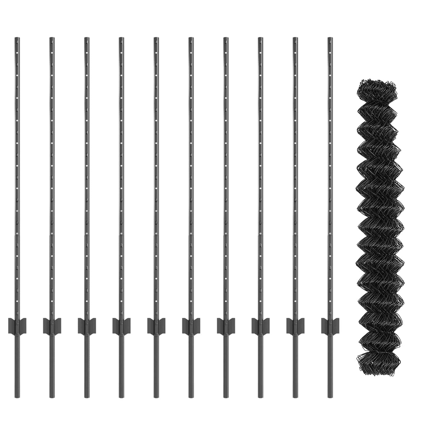 Maschendrahtzaun mit Pfosten 10 x 1,2 m PVC-beschichteter Stahl