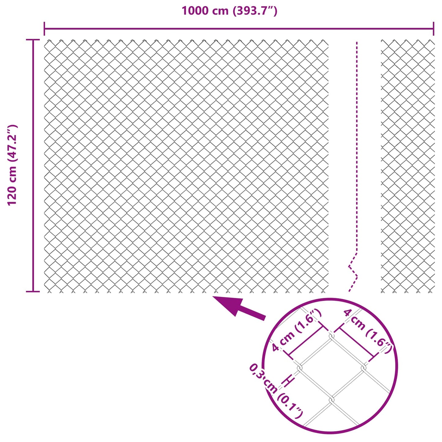Maschendrahtzaun mit Pfosten 10 x 1,2 m PVC-beschichteter Stahl