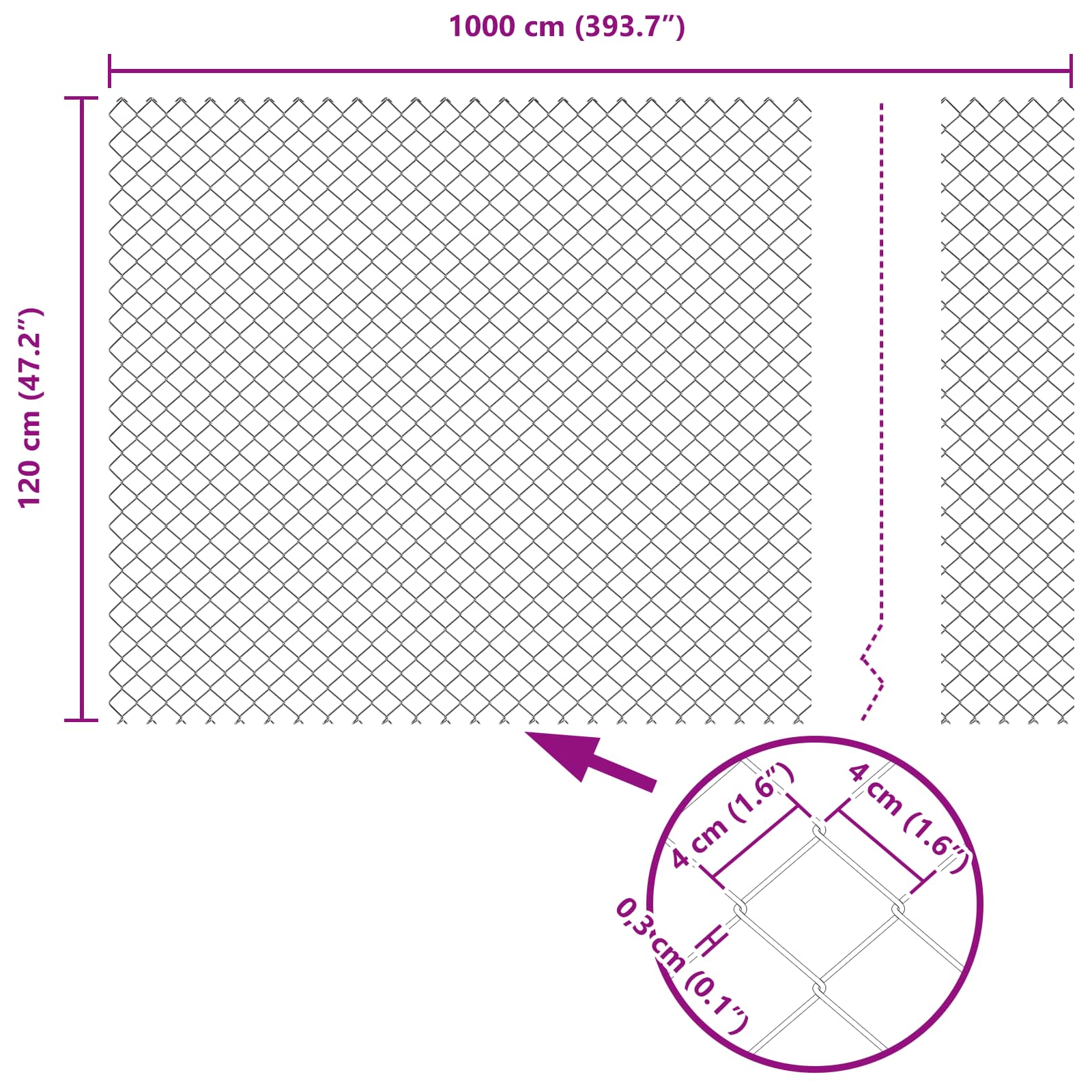 Maschendrahtzaun mit Pfosten 10 x 1,2 m PVC-beschichteter Stahl