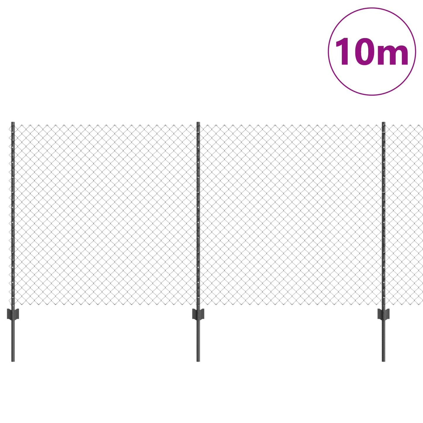 Maschendrahtzaun mit Pfosten 10 x 1,2 m PVC-beschichteter Stahl