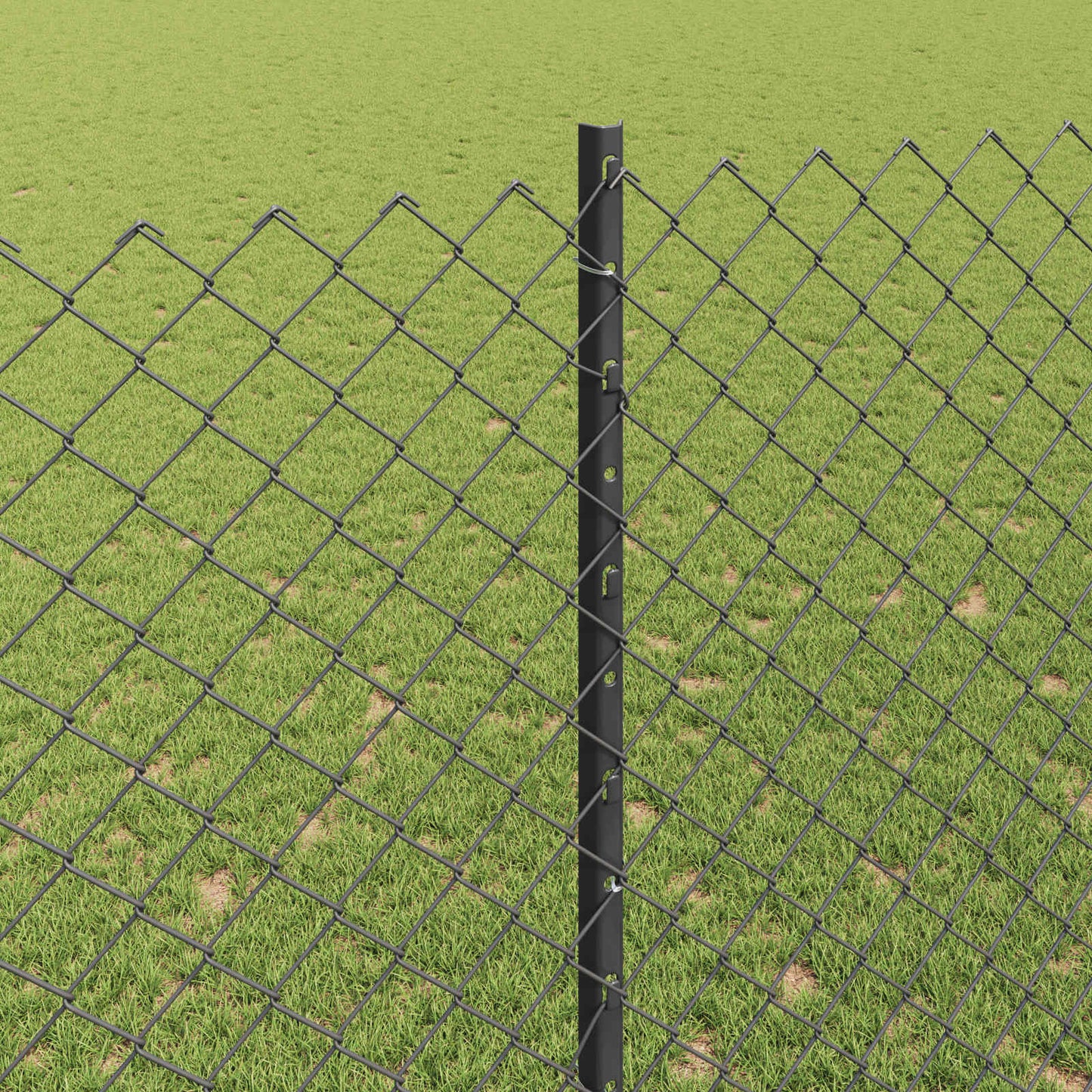 Kettenzaun mit Pfosten 10 x 1,5 m PVC-beschichteter Stahl Grau