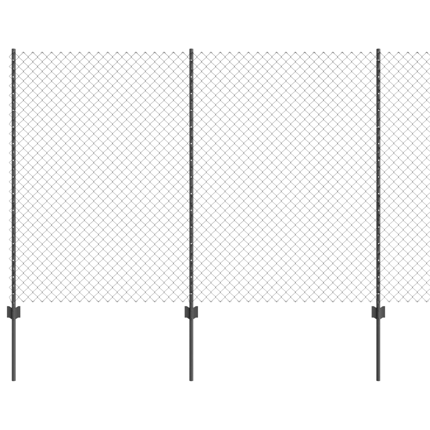 Maschendrahtzaun mit Pfosten 10 x 1,5 m PVC-beschichteter Stahl
